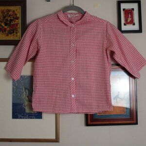 Vintage 70s Gingham Checkered Short Sleeve Button-Up XS/S